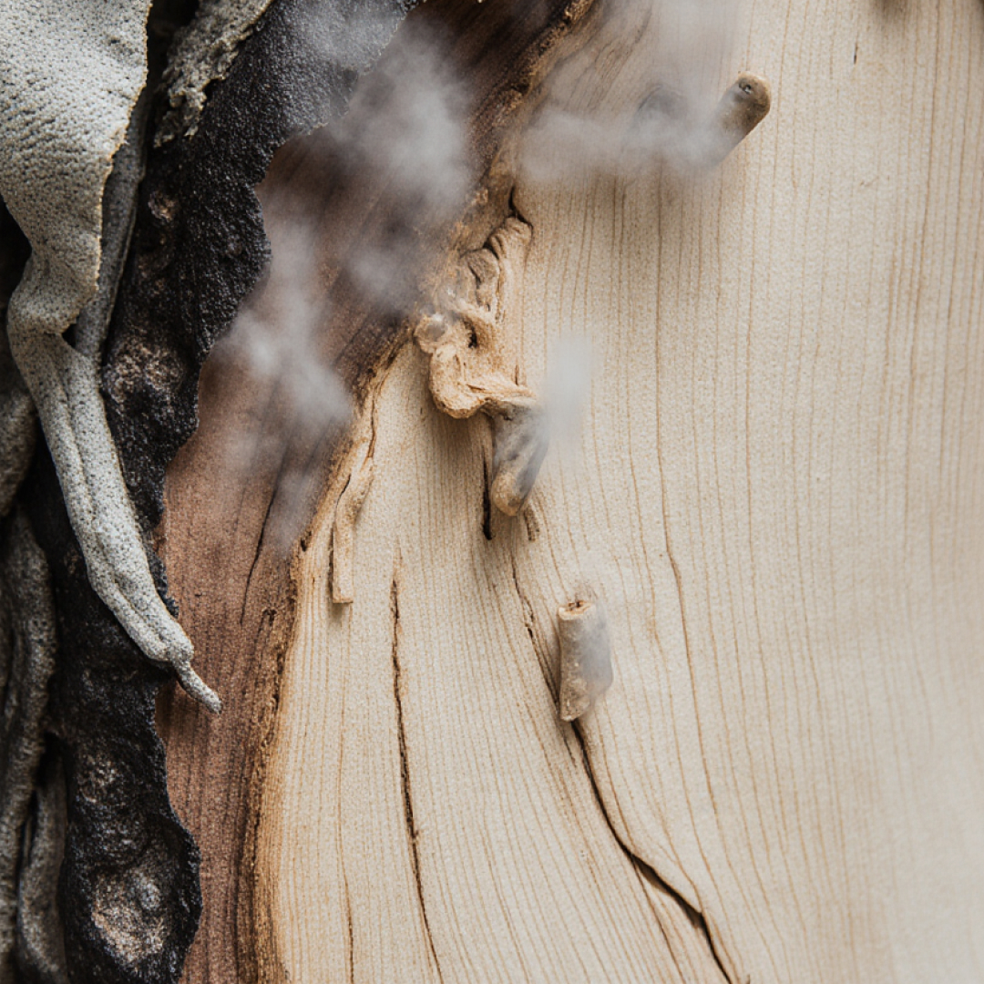 Fragment drewna brzozy z naturalną strukturą – drzewna nuta wkładu zapachowego Inferno Oud